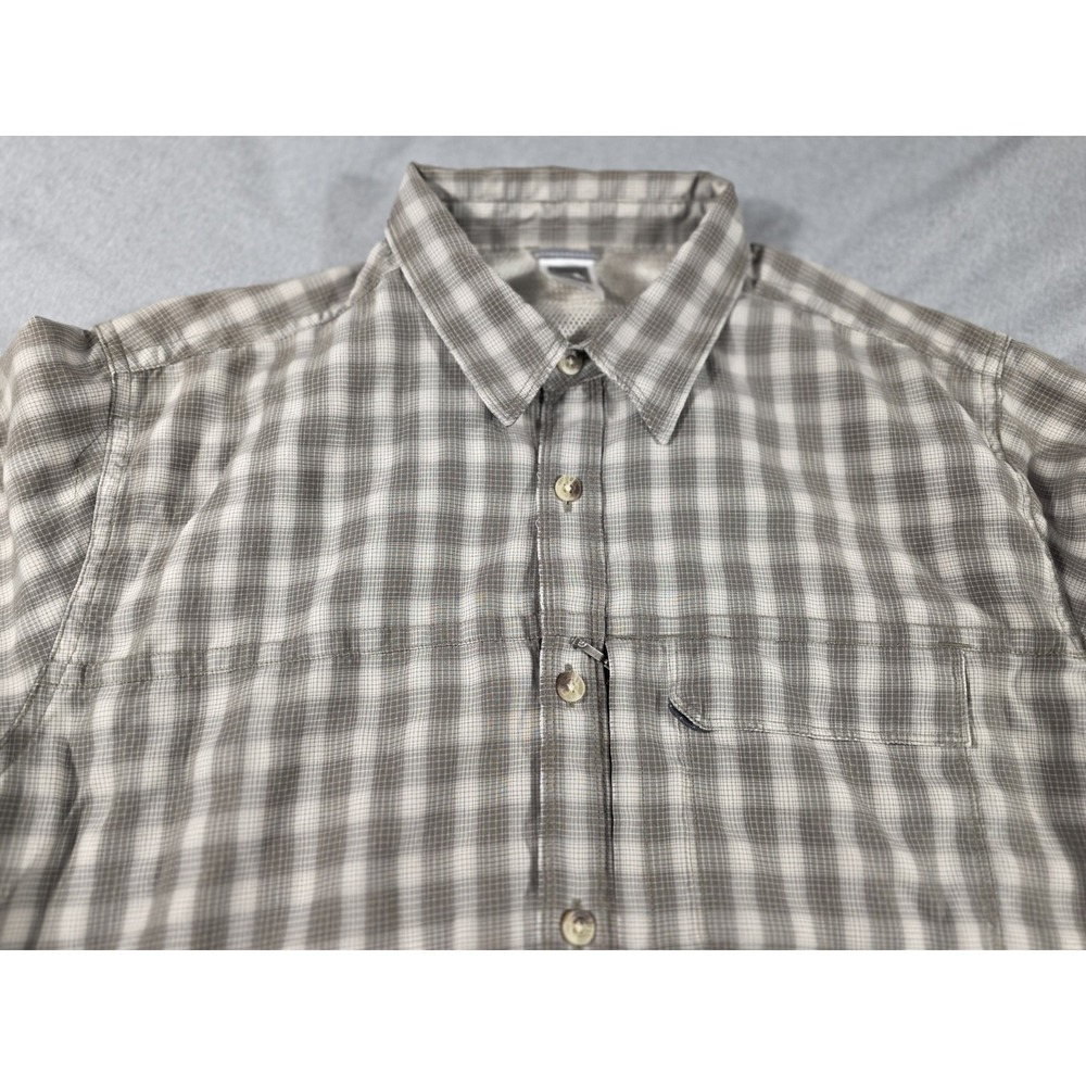 The North Face Shirt Mens LARGE Long Sleeve Button Up Gray Plaid Outdoors Hiking